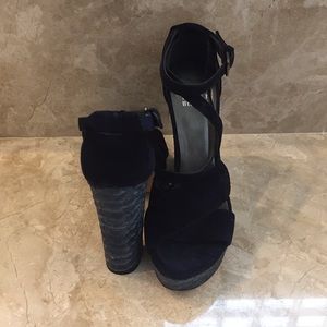 Blue suede/lizard Stuart Weitzman heels